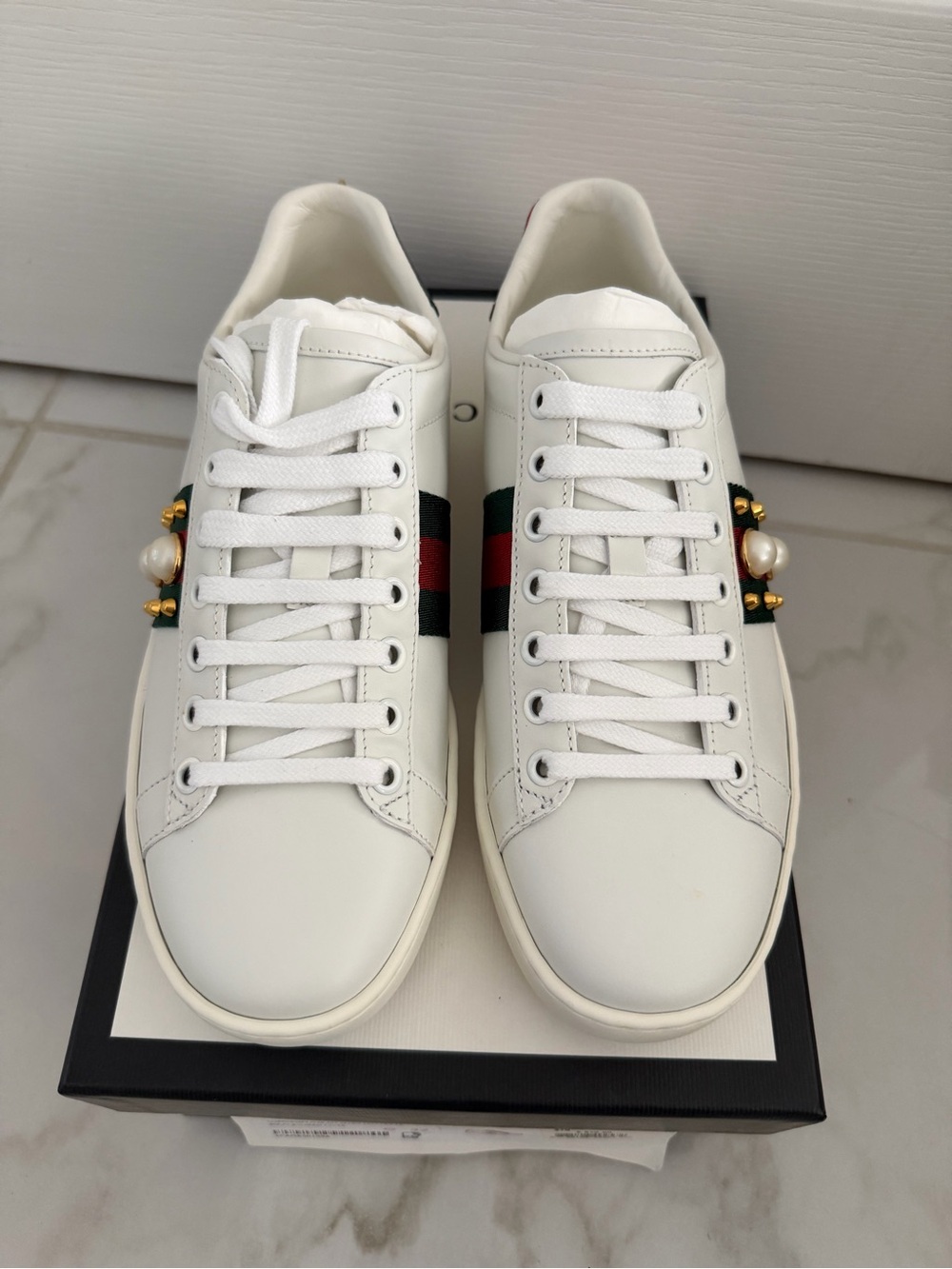 Gucci Ace Studded Pearl Sneakers
